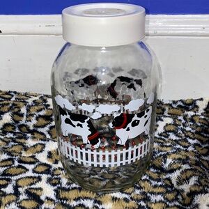 Vintage Carlton Glass Cow Farm Fence Cottagecore Rustic 3L Kitchen Storage Jar
